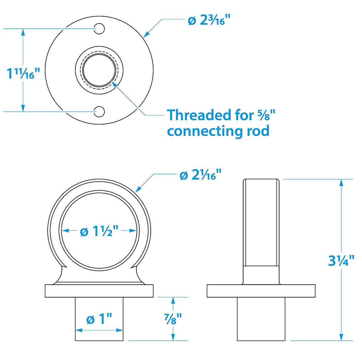 Seachoice 316 Stainless Steel Lifting Eye Without Cleat, 1-1/2 in. ID Ring Eye - SC50-30231 - official Seachoice product image 5
