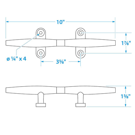 Seachoice 316 Stainless Steel Hollow Base Yacht Cleat, 10 In. Long - 30271 - official Seachoice product image 3