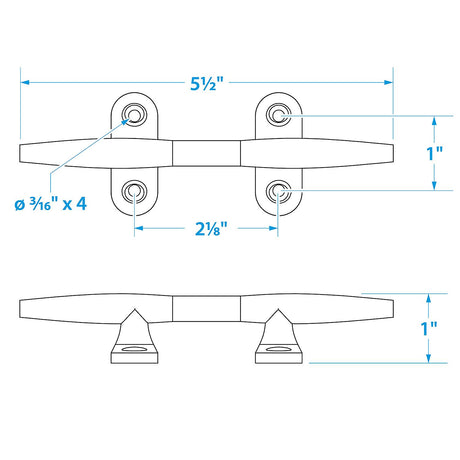 Seachoice Hollow Base Yacht Cleat, Chrome-Plated Cast Brass, 5-1/2 In. Long - SC50-30301 - official Seachoice product image 3