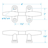 Seachoice Hollow Base Cleat, Chrome-Plated Zinc, 4 in. Long - SC50-30481 - official Seachoice product image 2