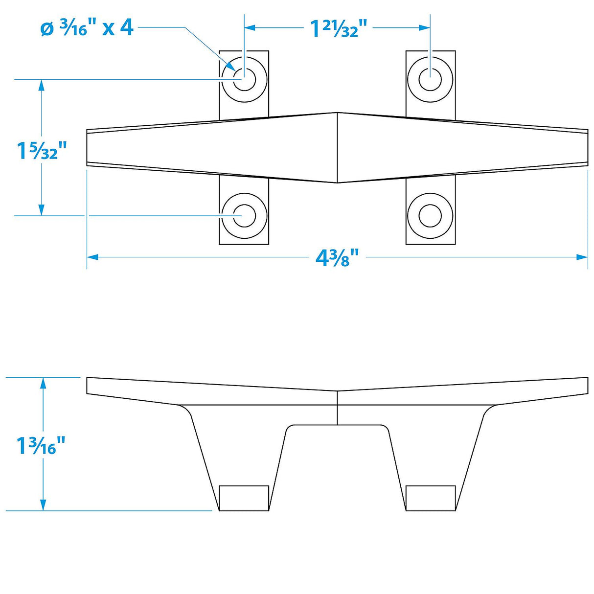 Seachoice Stainless Steel Hollow Base 4-1/2 in. Boat Dock and Anchor Line Cleat - 30561 - official Seachoice product image 6