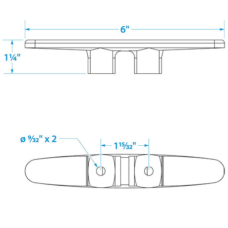 Seachoice Plastic Open Base 6 In. Boat Dock and Anchor Line Cleat w/ Black Finish - 30821 - official Seachoice product image 5