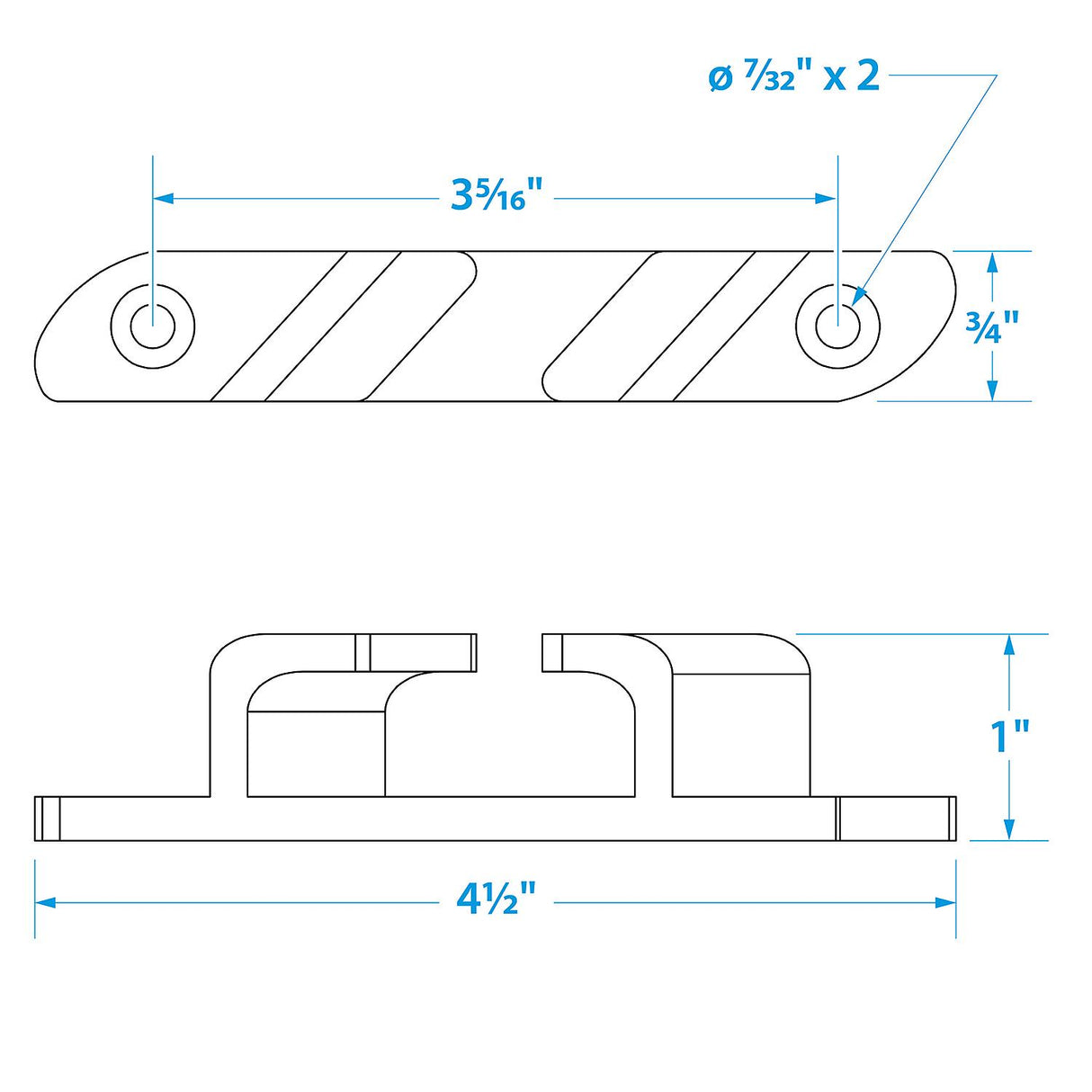 Seachoice 316 Stainless Steel Bow Chocks, 4-3/4 In. Long, Accepts Up to 5/8 In. Line, Pack of 2 - SC50-31251