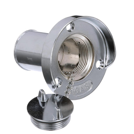 Seachoice Deck Mount Gas Fill Plate w/ Cap, Chrome-Plated Zinc, Includes Rubber Gasket and Beaded Chain Cap Tether - 32041 - official Seachoice product image 5