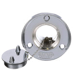 Seachoice Deck Mount Gas Fill Plate w/ Cap, Chrome-Plated Zinc, Includes Rubber Gasket and Beaded Chain Cap Tether - 32041 - official Seachoice product image 2