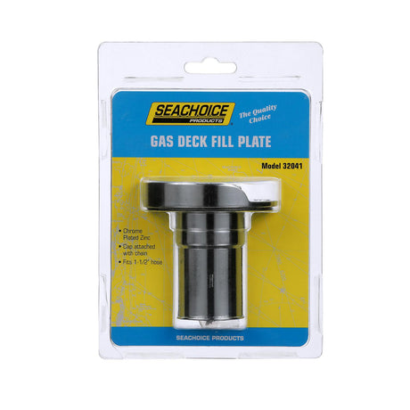 Seachoice Deck Mount Gas Fill Plate w/ Cap, Chrome-Plated Zinc, Includes Rubber Gasket and Beaded Chain Cap Tether - 32041 - official Seachoice product image 4