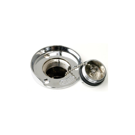 Seachoice Deck Mount Gas Fill Plate w/ Cap, Chrome-Plated Zinc, Includes Rubber Gasket and Beaded Chain Cap Tether - 32041 - official Seachoice product image 9