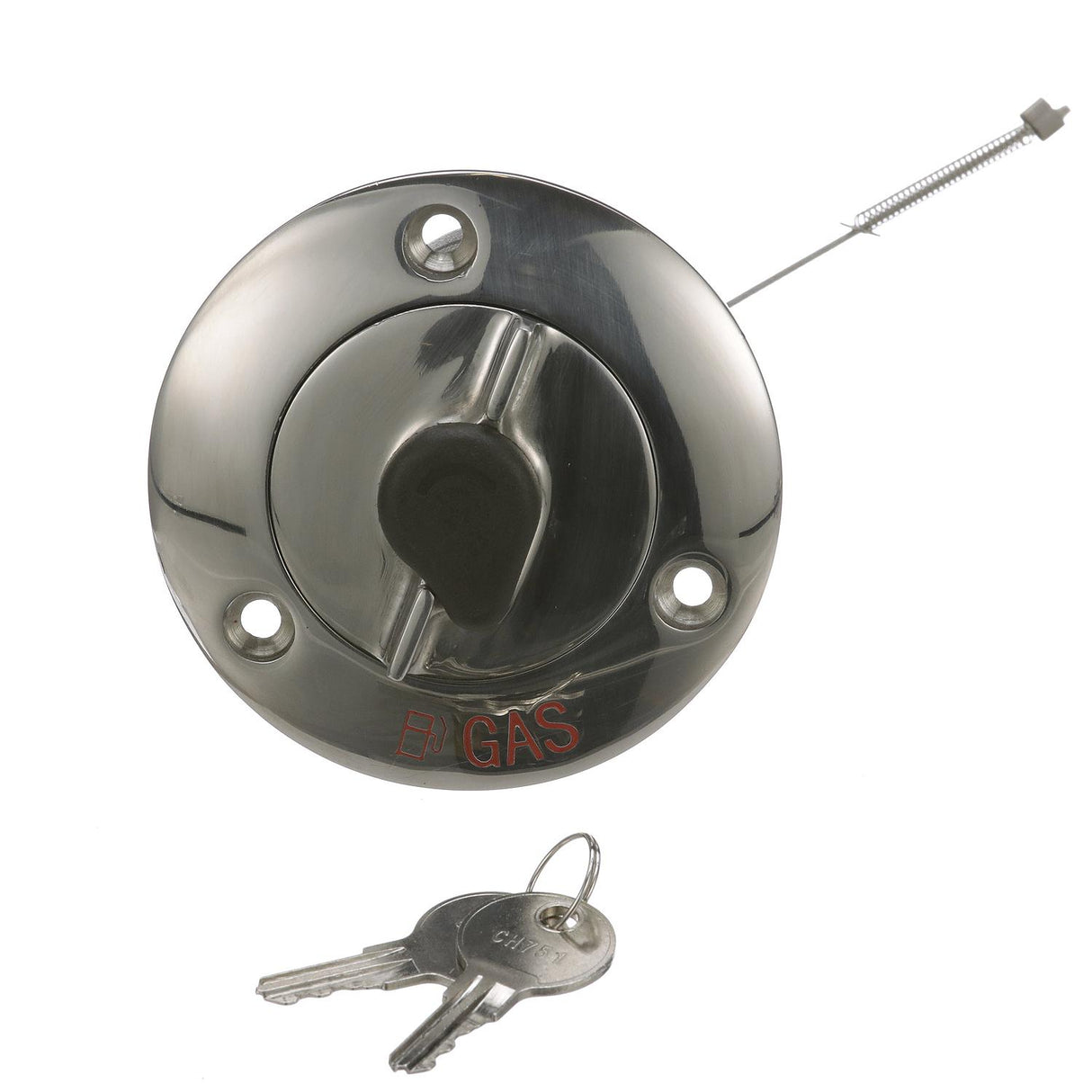 Seachoice 32051 Deck Mount Gas Fill Plate w/ Locking Cap, Cast 316 Stainless Steel, Includes 2 Keys - 32051 - official Seachoice product image 3