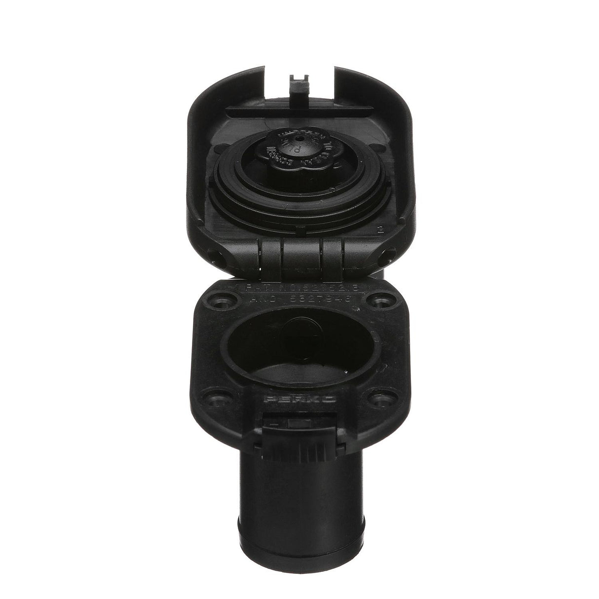 Seachoice 32061 Deck Mount Gas Fill Plate w/ Vent, Hinged Flip-Top, Molded Black Plastic - SC50-32061