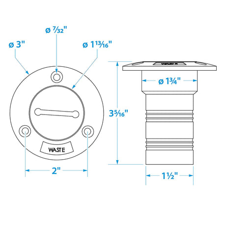 Seachoice Corrosion-Resistant Cast 316 Stainless Steel Deck Fill Waste Fill w/ Cap - 32281 - official Seachoice product image 6