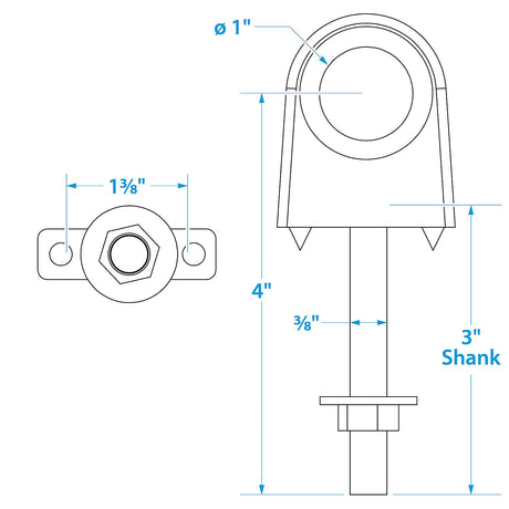 Seachoice 33531 Single Shank Bow Eye for Tow Lines or Boat Trailer Winch Hook, 3 in. Shank, 1 in. Eye Diameter - 33531 - official Seachoice product image 5