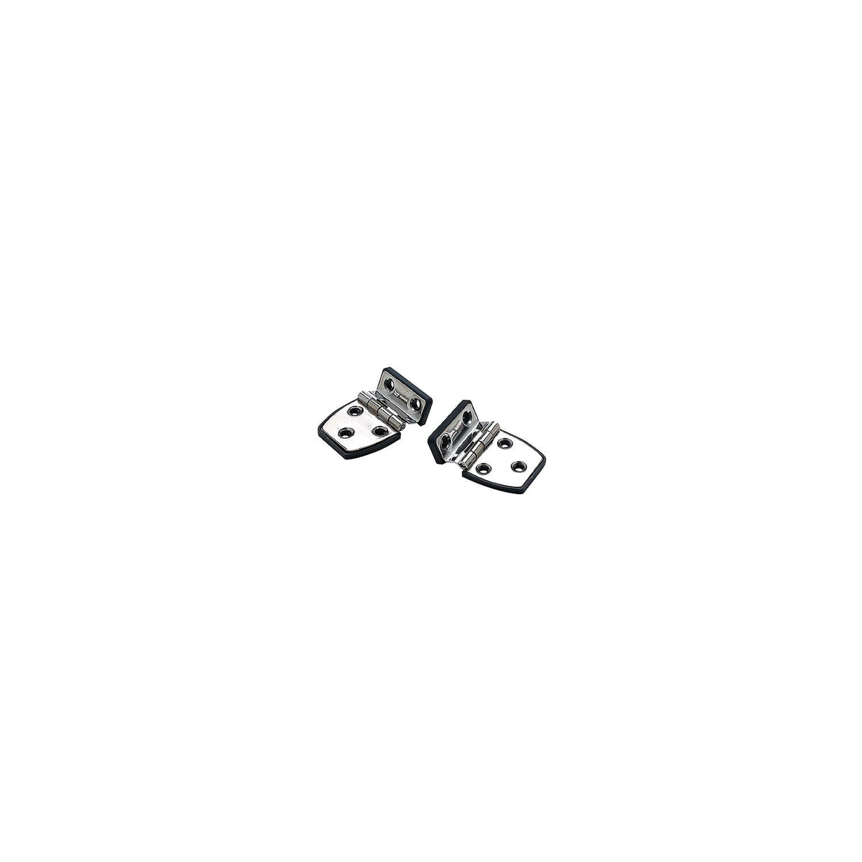 Seachoice 34471 (2) 2-1/4" x 1-1/2" Polished Stainless Steel Offset Short Side Hinges with Black Nylon Base Plate - SC50-34471
