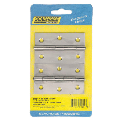 Seachoice 34921 Marine-Grade Butt Hinges, 18-8 Stainless Steel, 3 in. X 2 in., Pack of 2 - SC50-34921 - official Seachoice product image 3