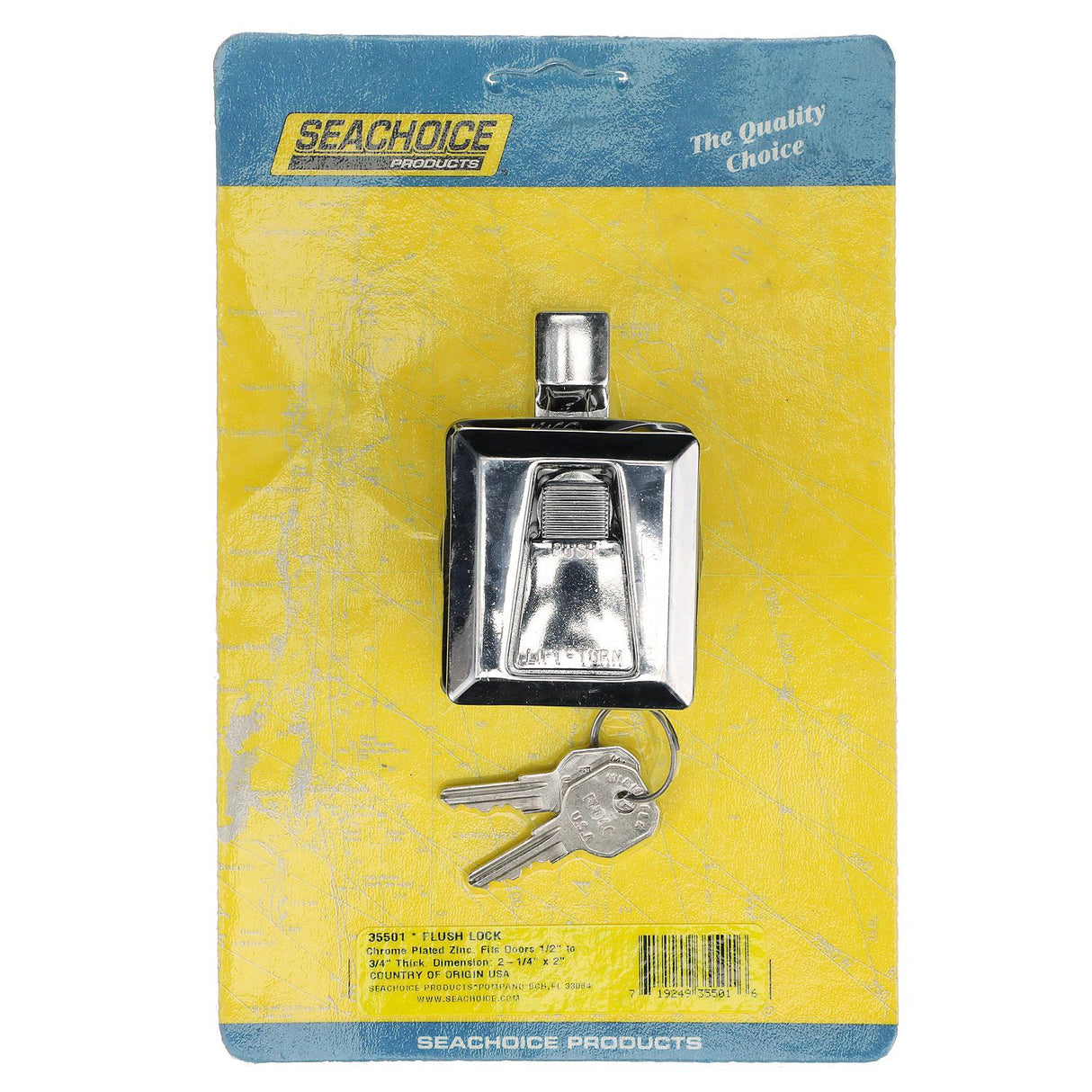 Seachoice Flush Mount Lock w/ Keys, Chrome-Plated Zinc, Requires 1-5/8 In. Cutout - SC50-35501 - official Seachoice product image 3