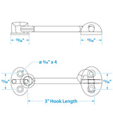 Seachoice Chrome-Plated Cast Brass 3 in. Marine Cabin Door Hook w/ #6 Fastener - 50-36141 - official Seachoice product image 4