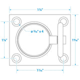 Seachoice Chrome-Plated Cast Brass Square Flush Hatch Ring Pull, 1-1/2 In. X 1-3/4 In. - 36661 - official Seachoice product image 2