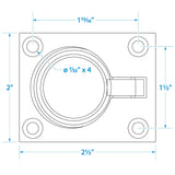 Seachoice Chrome-Plated Cast Brass Square Flush Hatch Ring Pull, 1-7/8 In. X 2-1/2 In. - SC50-36681 - official Seachoice product image 4