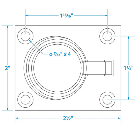 Seachoice Chrome-Plated Cast Brass Square Flush Hatch Ring Pull, 1-7/8 In. X 2-1/2 In. - SC50-36681 - official Seachoice product image 4