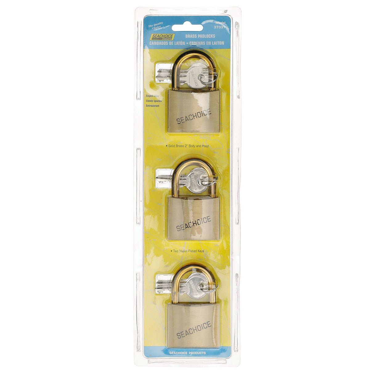 Seachoice Solid Brass Padlock, 2 in., Set of 3 Keyed Alike - 37331 - official Seachoice product image 3