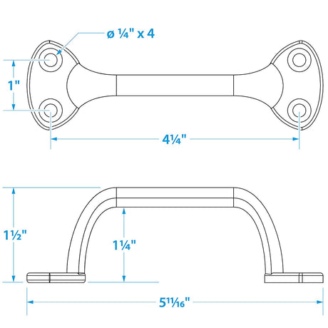 Seachoice Heavy Duty Transom Handle, Triple Chrome-Plated Cast Brass, 6 in. Round Grip - 50-37521 - official Seachoice product image 4