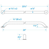 Seachoice Hand Rail, 24 in. Long, 304 Stainless Steel, Accepts 1/4-20 Bolts - 38321 - official Seachoice product image 3