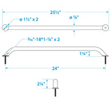 Seachoice Hand Rail w/ Studs, 24 In. Long, 304 Stainless Steel, 5/16-18 X 1-7/8 In. Studs - 38361 - official Seachoice product image 3