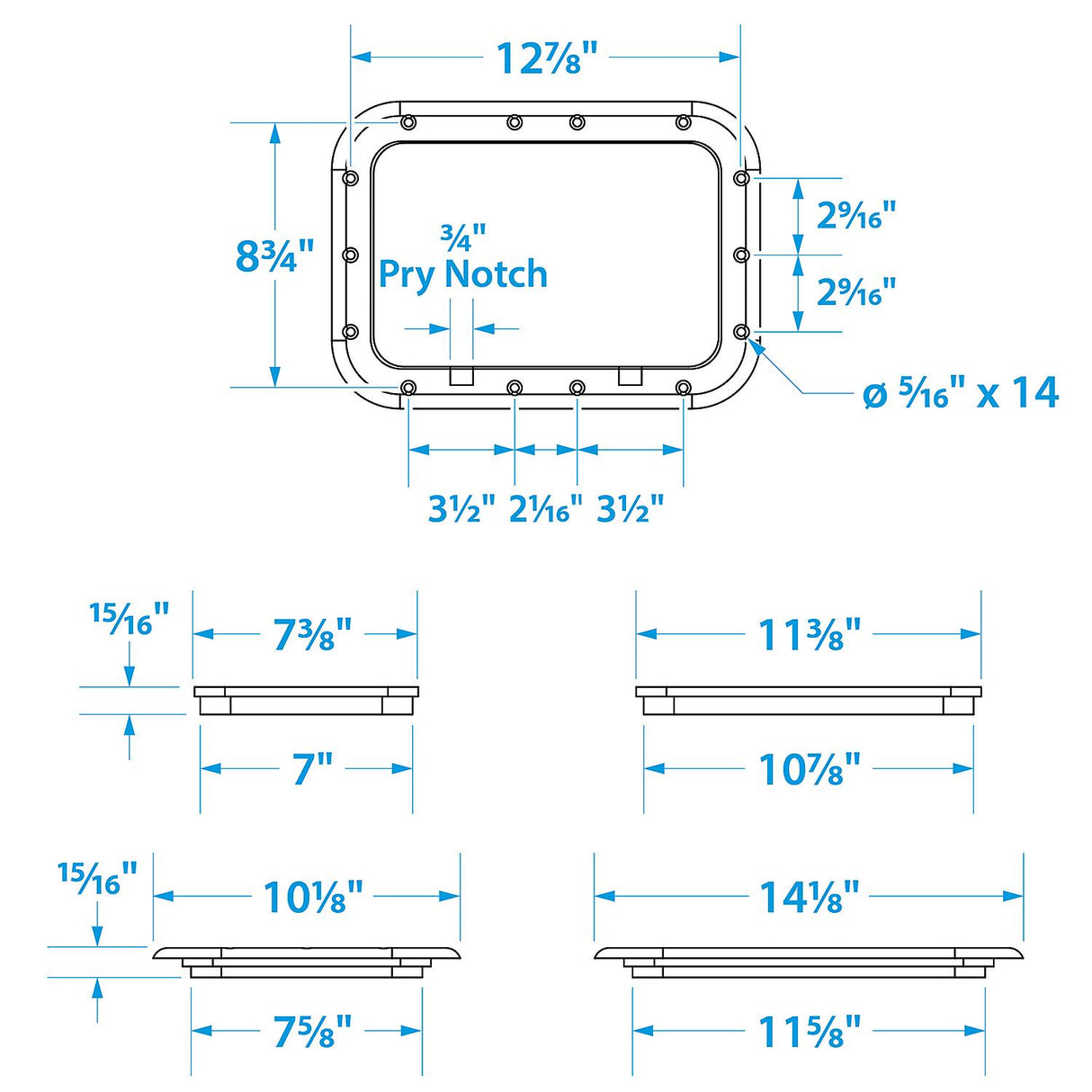 Seachoice White Pry-Out Hatch, 7 In. X 11 In. Inner Dimensions, Acetone Proof Polypropylene - 39121 - official Seachoice product image 8