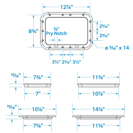 Seachoice White Pry-Out Hatch, 7 In. X 11 In. Inner Dimensions, Acetone Proof Polypropylene - 39121 - official Seachoice product image 8