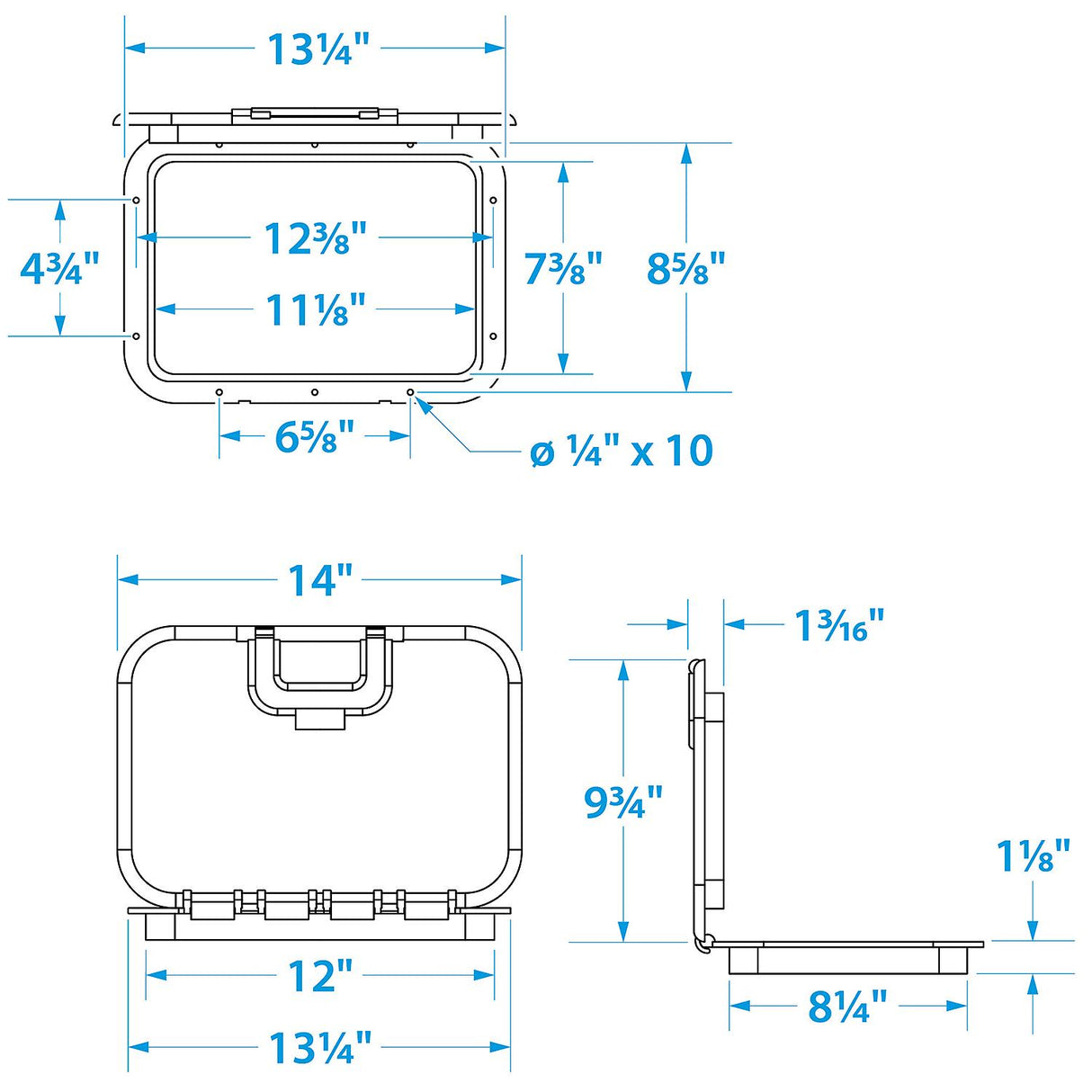 Seachoice Offshore Hinged Low-Profile Hatch, White, 7 In. X 11 In. - 39181 - official Seachoice product image 7