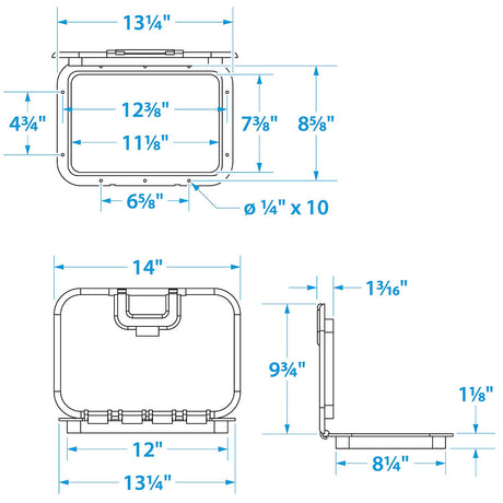 Seachoice Offshore Hinged Low-Profile Hatch, White, 7 In. X 11 In. - 39181 - official Seachoice product image 7