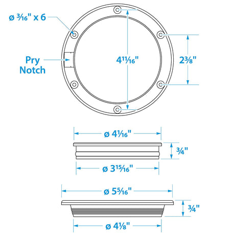 Seachoice White Pry-Up Deck Plate, Watertight, Up to 4-3/8 in. Diameter - SC50-39461 - official Seachoice product image 4