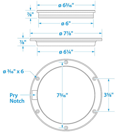 Seachoice White Pry-Up Deck Plate, Watertight, Up to 6-1/2 in. Diameter Hole - SC50-39501 - official Seachoice product image 4