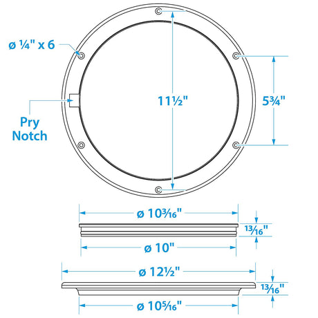 Seachoice White Pry-Up Deck Plate, Watertight, Up to 10-5/8 in. Diameter Hole - 39581 - official Seachoice product image 3