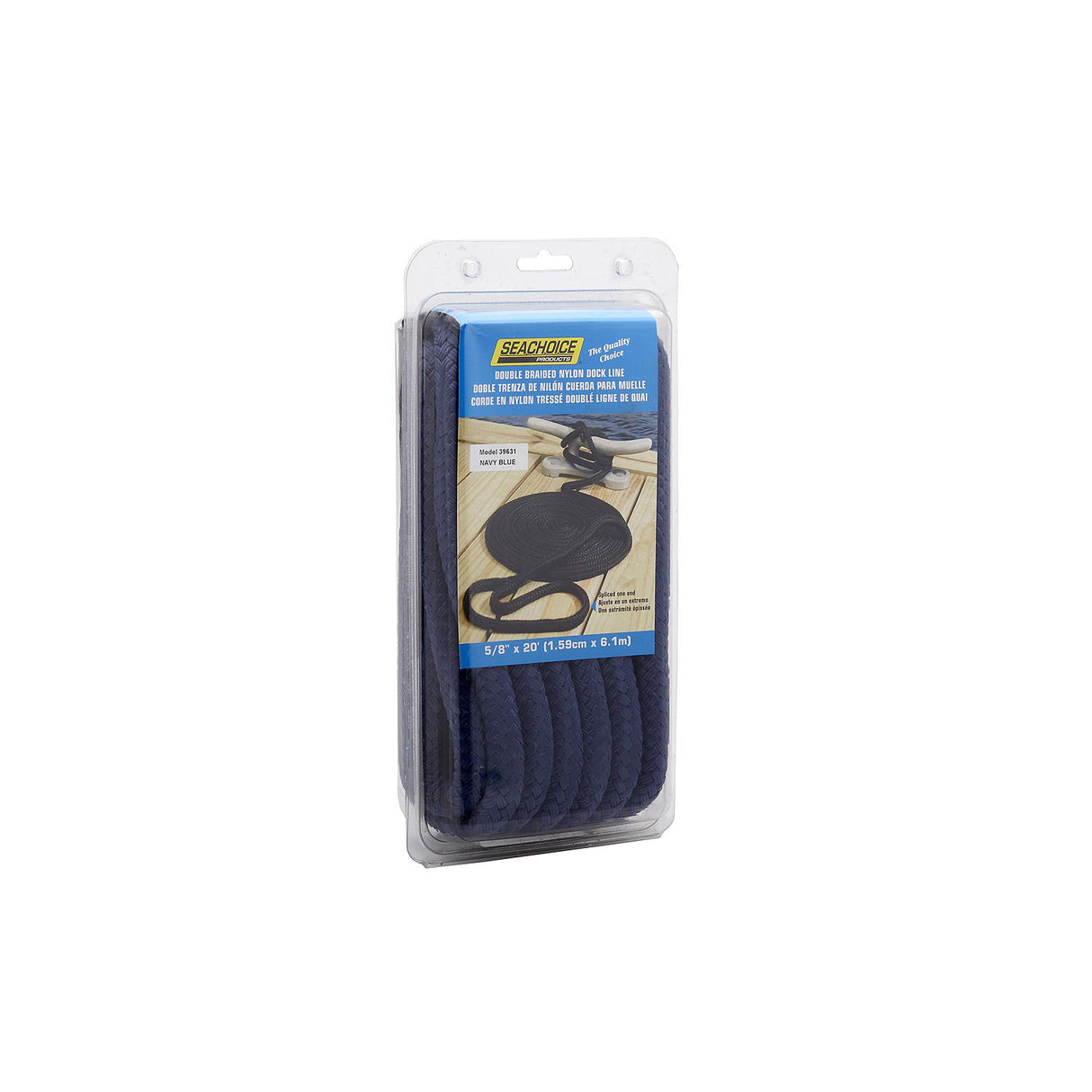 Seachoice Double-Braid Nylon Dock Line w/ Eye Splice, Pre-Shrunk, Heat Stabilized, 5/8 In. x 20 Ft., Navy - 39631 - official Seachoice product image 3