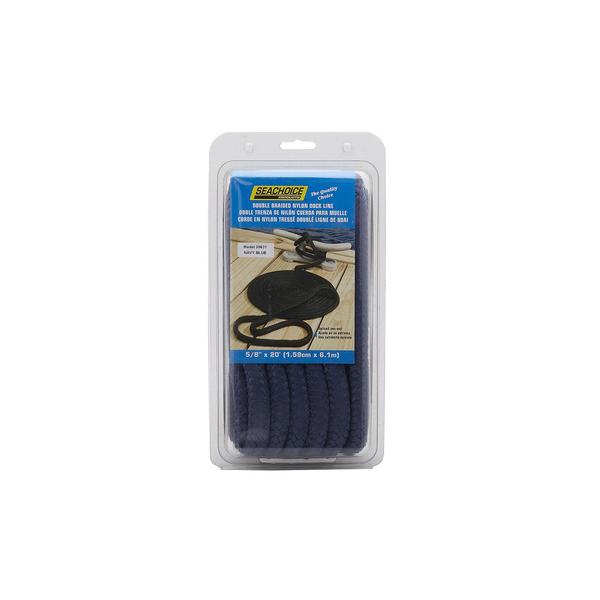 Seachoice Double-Braid Nylon Dock Line w/ Eye Splice, Pre-Shrunk, Heat Stabilized, 5/8 In. x 20 Ft., Navy - 39631 - official Seachoice product image 6