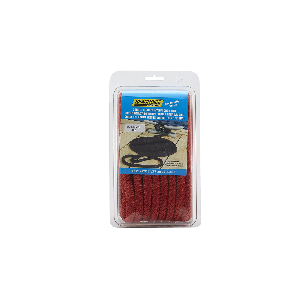 Seachoice Double-Braid Nylon Dock Line w/ Eye Splice, Pre-Shrunk, Heat Stabilized, 1/2 In. X 25 Ft., Red - 39761 - official Seachoice product image 4