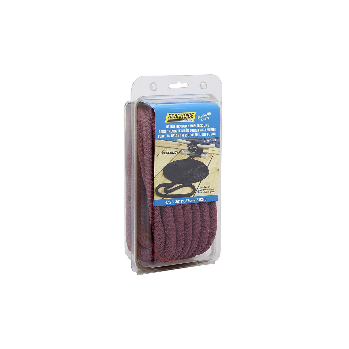 Seachoice Double-Braid Nylon Dock Line w/ Eye Splice, Pre-Shrunk, Heat Stabilized, 1/2 In. X 25 Ft., Burgundy - 39971 - official Seachoice product image 5