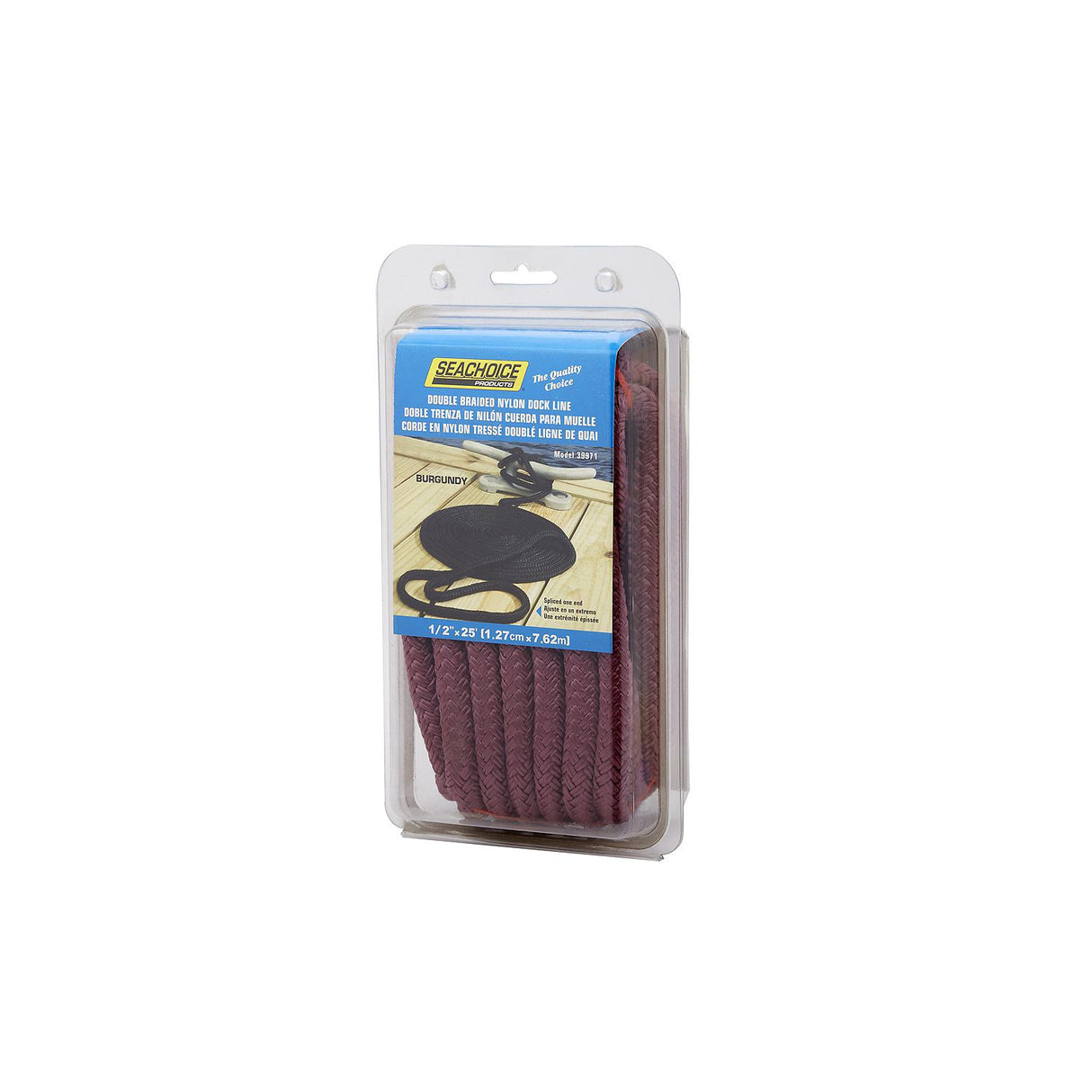 Seachoice Double-Braid Nylon Dock Line w/ Eye Splice, Pre-Shrunk, Heat Stabilized, 1/2 In. X 25 Ft., Burgundy - 39971 - official Seachoice product image 3
