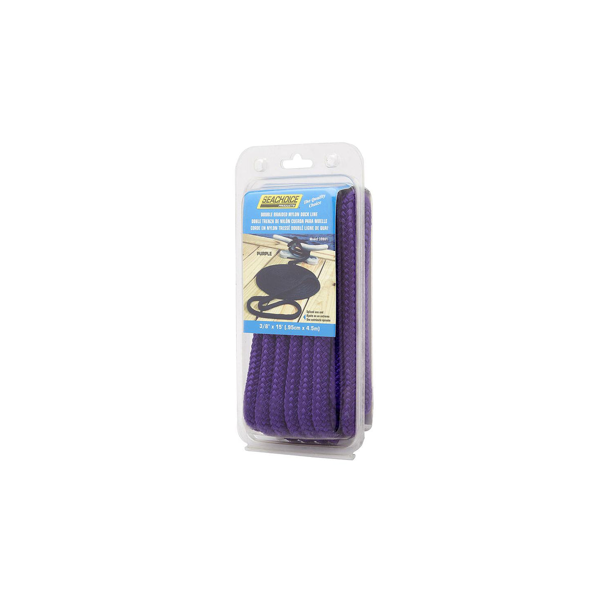 Seachoice Double-Braid Nylon Dock Line w/ Eye Splice, Pre-Shrunk, Heat Stabilized, 3/8 In. X 15 Ft., Purple - 39981 - official Seachoice product image 4