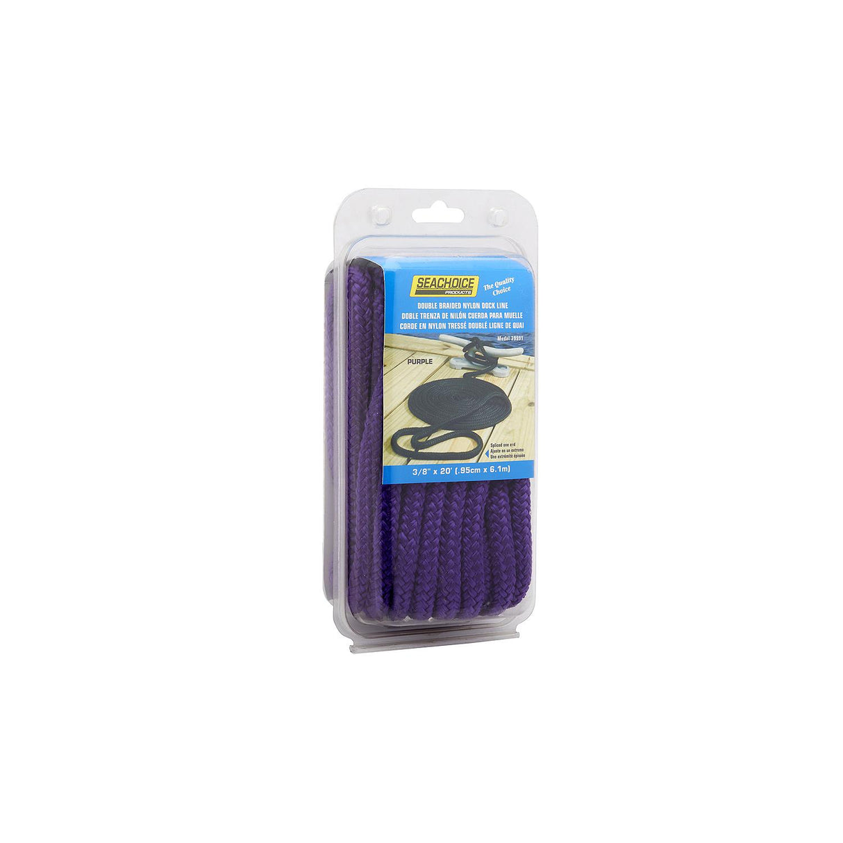 Seachoice Double-Braid Nylon Dock Line w/ Eye Splice, Pre-Shrunk, Heat Stabilized, 3/8 In. X 20 Ft., Purple - 39991 - official Seachoice product image 6