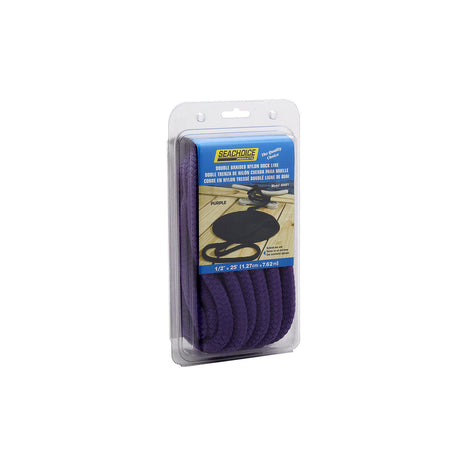 Seachoice Double-Braid Nylon Dock Line w/ Eye Splice, Pre-Shrunk, Heat Stabilized, 1/2 In. X 25 Ft., Purple - 40001 - official Seachoice product image 3