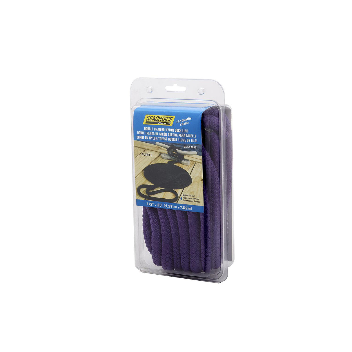 Seachoice Double-Braid Nylon Dock Line w/ Eye Splice, Pre-Shrunk, Heat Stabilized, 1/2 In. X 25 Ft., Purple - 40001 - official Seachoice product image 4