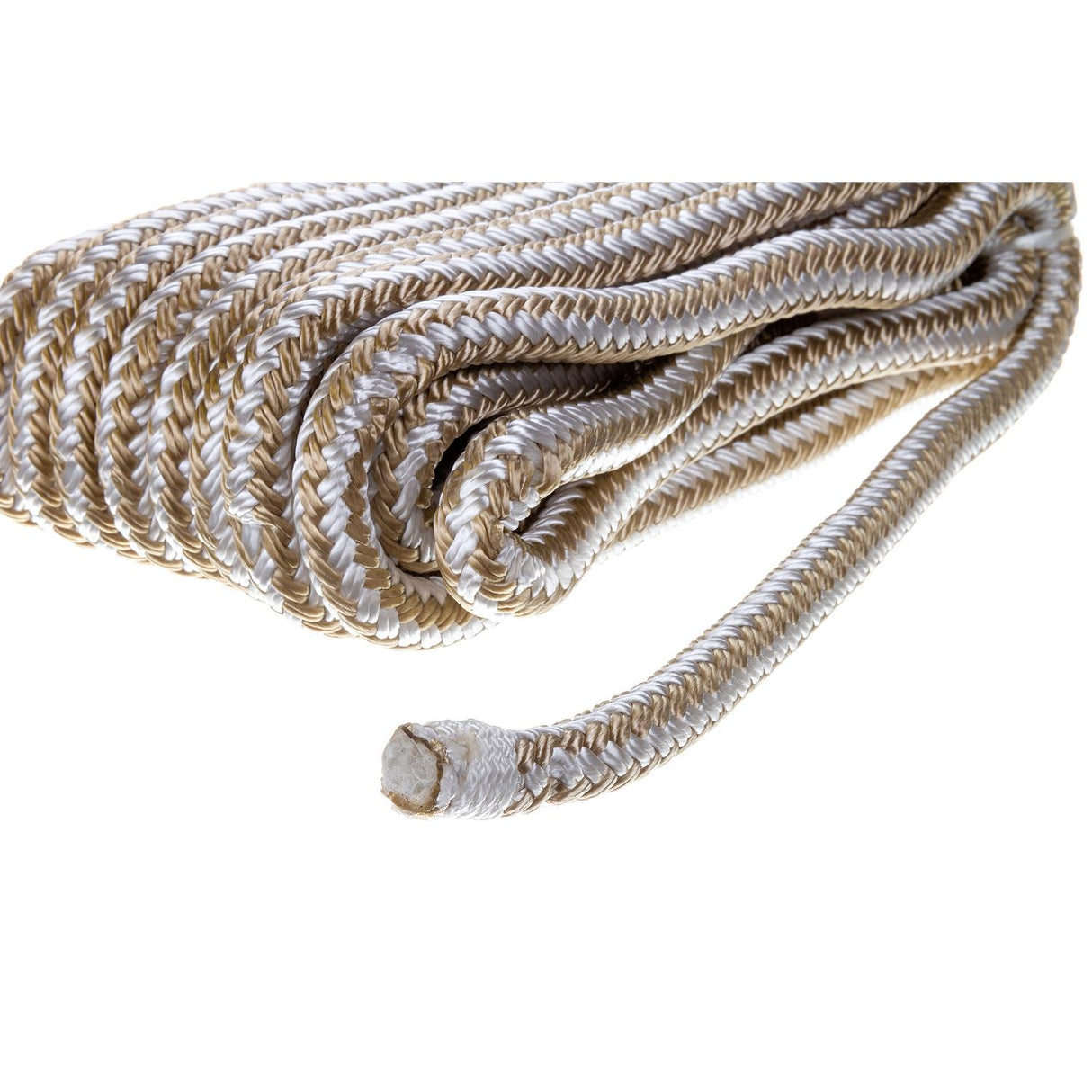 Seachoice Double-Braid Nylon Dock Line w/ Eye Splice, Pre-Shrunk, Heat Stabilized, 3/8 In. X 20 Ft., Gold White - 40081 - official Seachoice product image 6