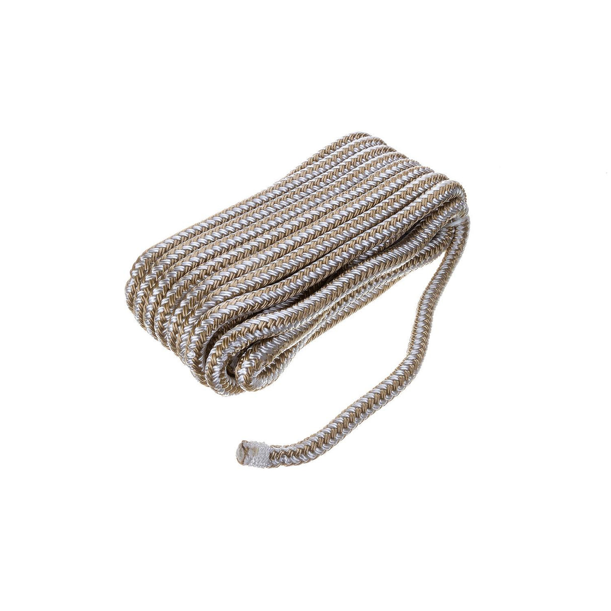 Seachoice Double-Braid Nylon Dock Line w/ Eye Splice, Pre-Shrunk, Heat Stabilized, 3/8 In. X 20 Ft., Gold White - 40081