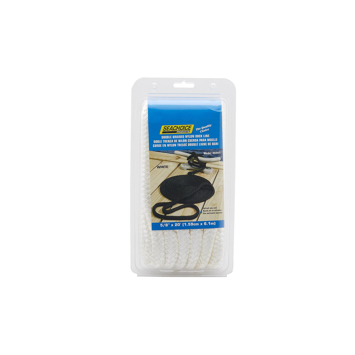 Seachoice Double-Braid Nylon Dock Line w/ Eye Splice, Pre-Shrunk, Heat Stabilized, 5/8 In. X 20 Ft., White - 40261 - official Seachoice product image 6