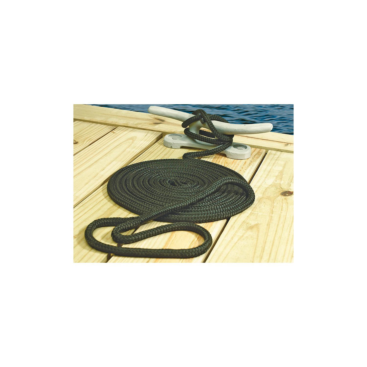 Seachoice Double-Braid Nylon Dock Line w/ Eye Splice, Pre-Shrunk, Heat Stabilized, 1/2 In. X 25 Ft., Gold White - 40041 - official Seachoice product image 8