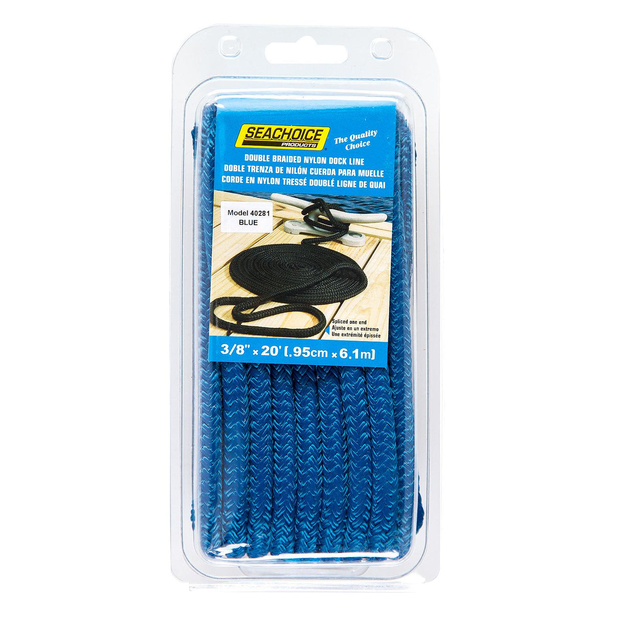 Seachoice Double-Braid Nylon Dock Line w/ Eye Splice, Pre-Shrunk, Heat Stabilized, 3/8 In. X 20 Ft., Blue - 40281 - official Seachoice product image 3