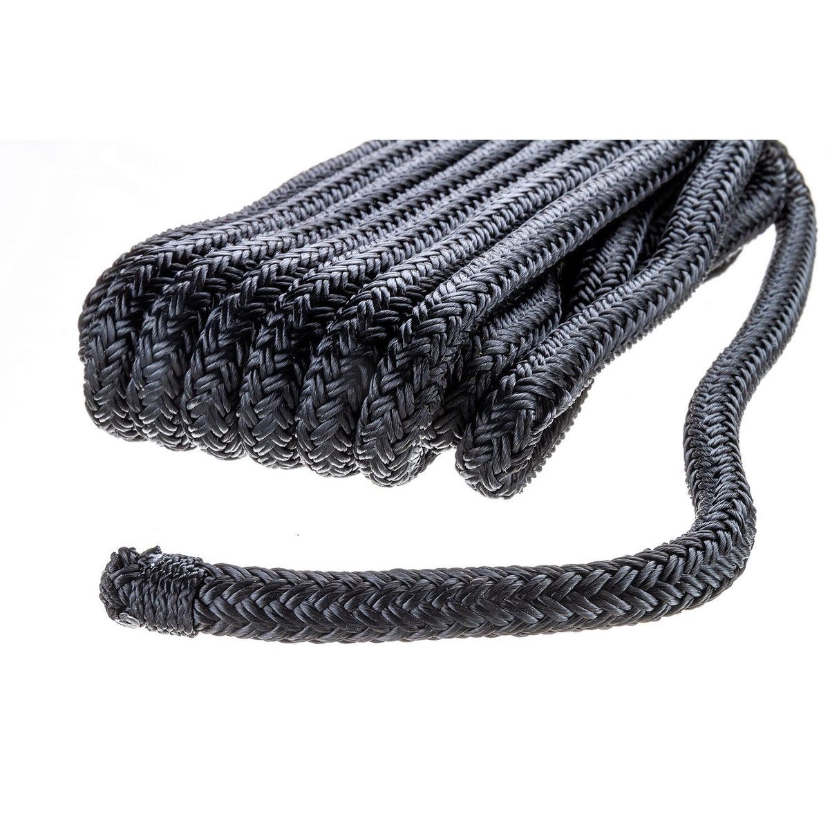 Seachoice Double-Braid Nylon Dock Line w/ Eye Splice, Pre-Shrunk, Heat Stabilized, 3/8 In. X 15 Ft., Black - 40291