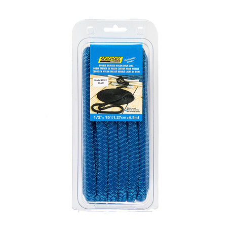 Seachoice Double-Braid Nylon Dock Line w/ Eye Splice, Pre-Shrunk, Heat Stabilized, 1/2 In. X 15 Ft., Blue - 40361 - official Seachoice product image 5