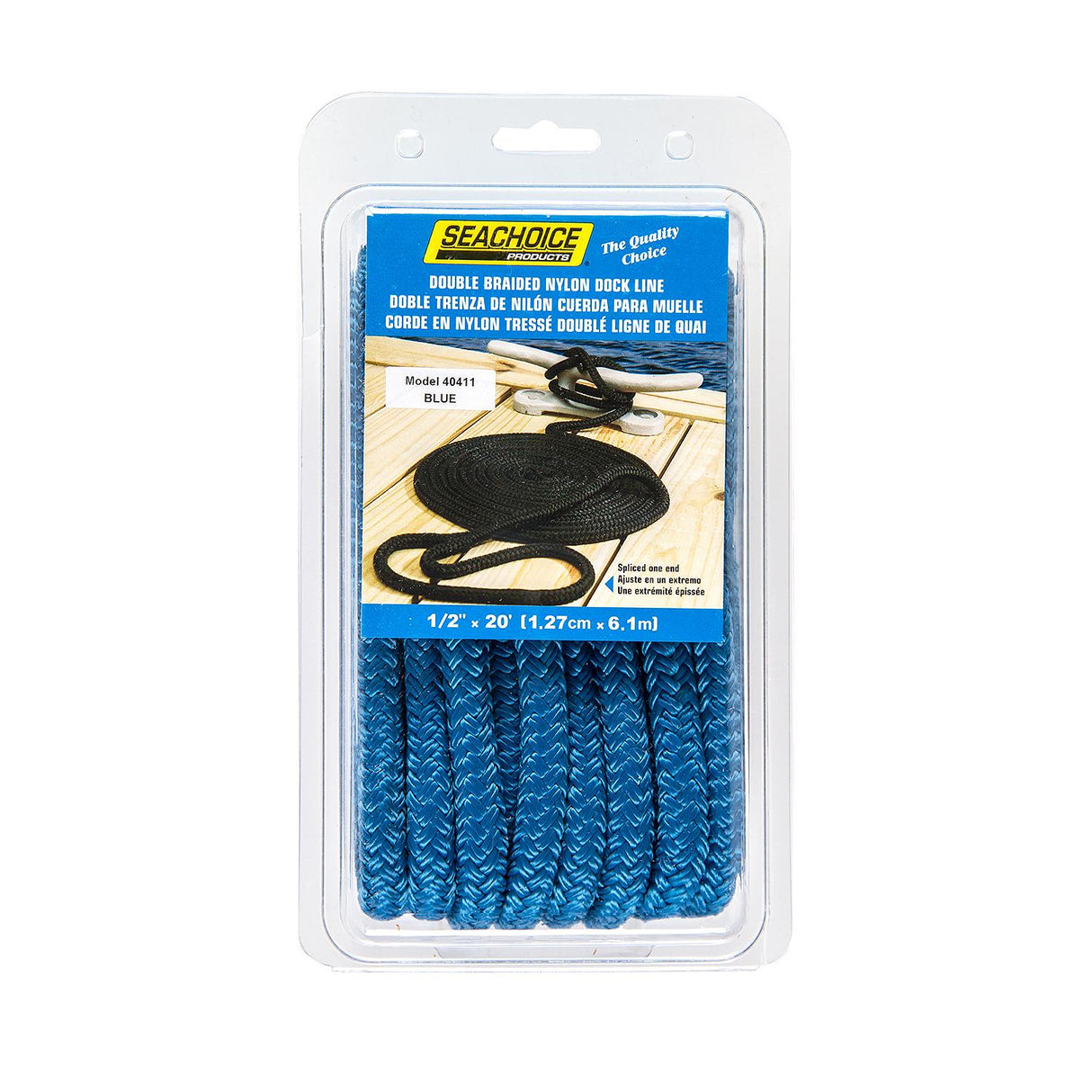 Seachoice Double-Braid Nylon Dock Line w/ Eye Splice, Pre-Shrunk, Heat Stabilized, 1/2 In. X 20 Ft., Blue - 40411 - official Seachoice product image 6